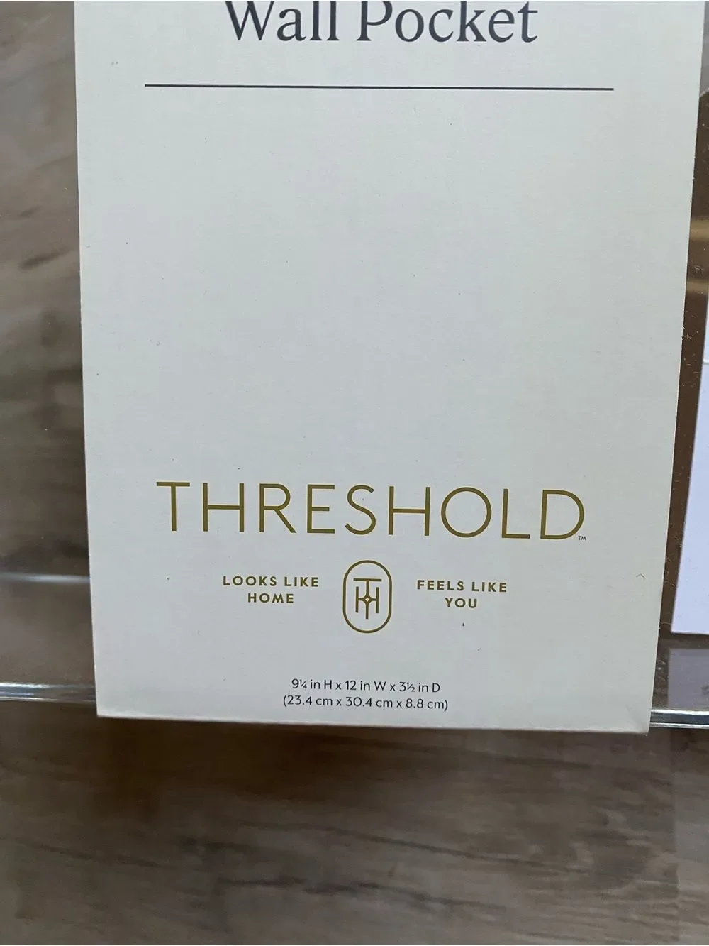 Threshold Clear Acrylic Wall Pocket with Gold Hardware Accents